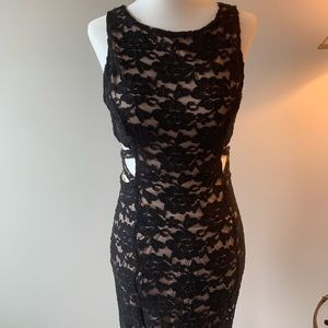 NWT black lace dress with cutouts